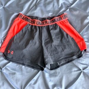 Under Armour Women's Gray and Orange Bike Shorts